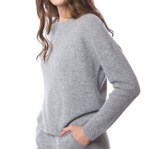 NWT! DongLi - 100% Cashmere Waffle Knit Sweatshirt in Heather Gray- Many Sizes